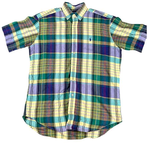 Ralph Lauren Golf Tilden Shirt Men's M Plaid Short Sleeve Button Up Cotton - Picture 1 of 9